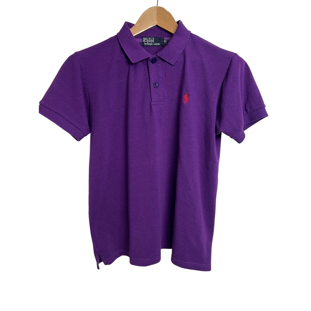 Polo Ralph Lauren Polo Kids XL Purple Short Sleeve Red Pony Logo Preppy Shirt D1 - Picture 2 of 8